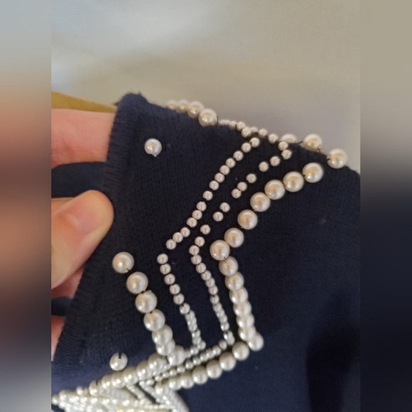 Liz Claiborne Navy Pearl zip up cardigan - Picture 3 of 16